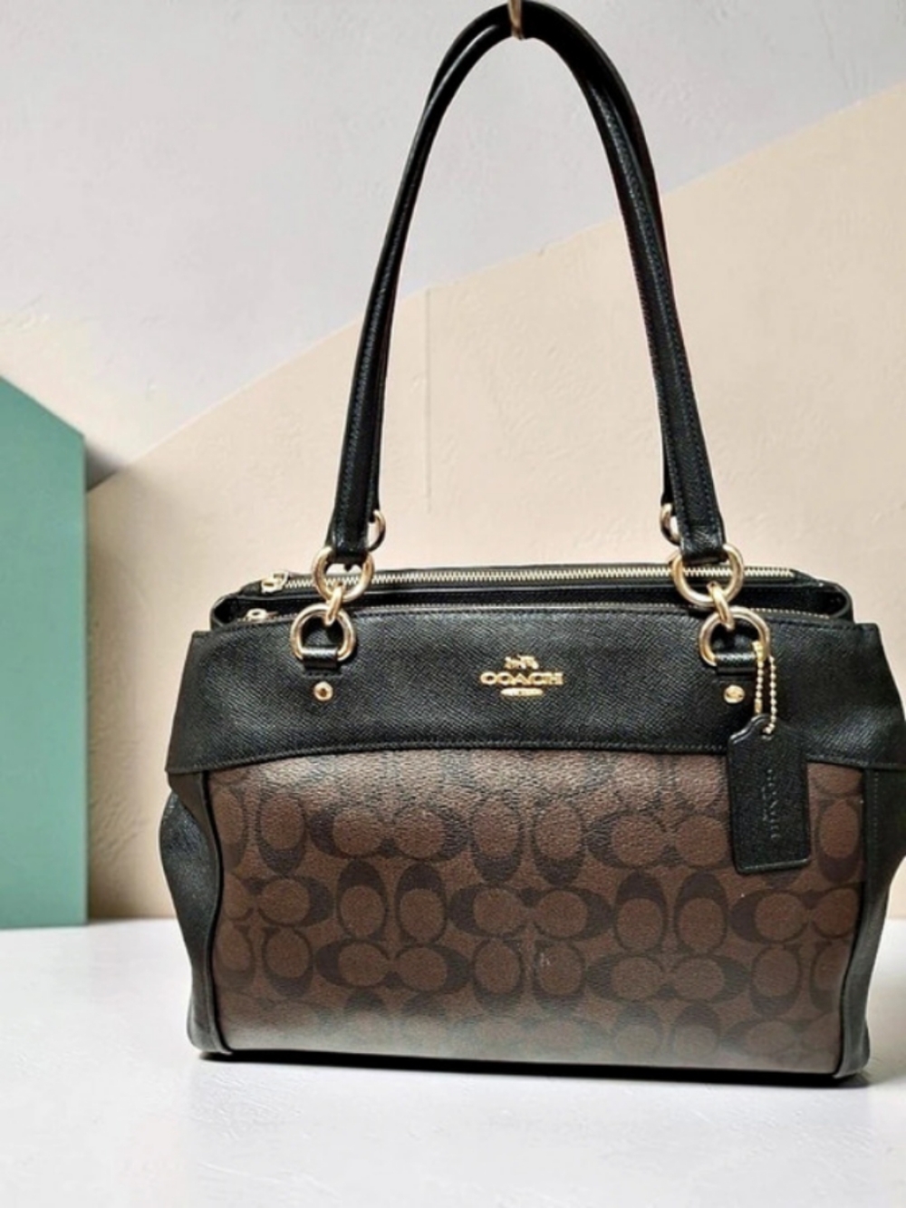Coach Brooke Carryall Brown Black No Callouts 13.5x10x5